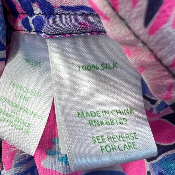 Lilly Pulitzer 100% Silk Elsa Blouse in Garden Get Away Size Medium - Picture 6 of 9